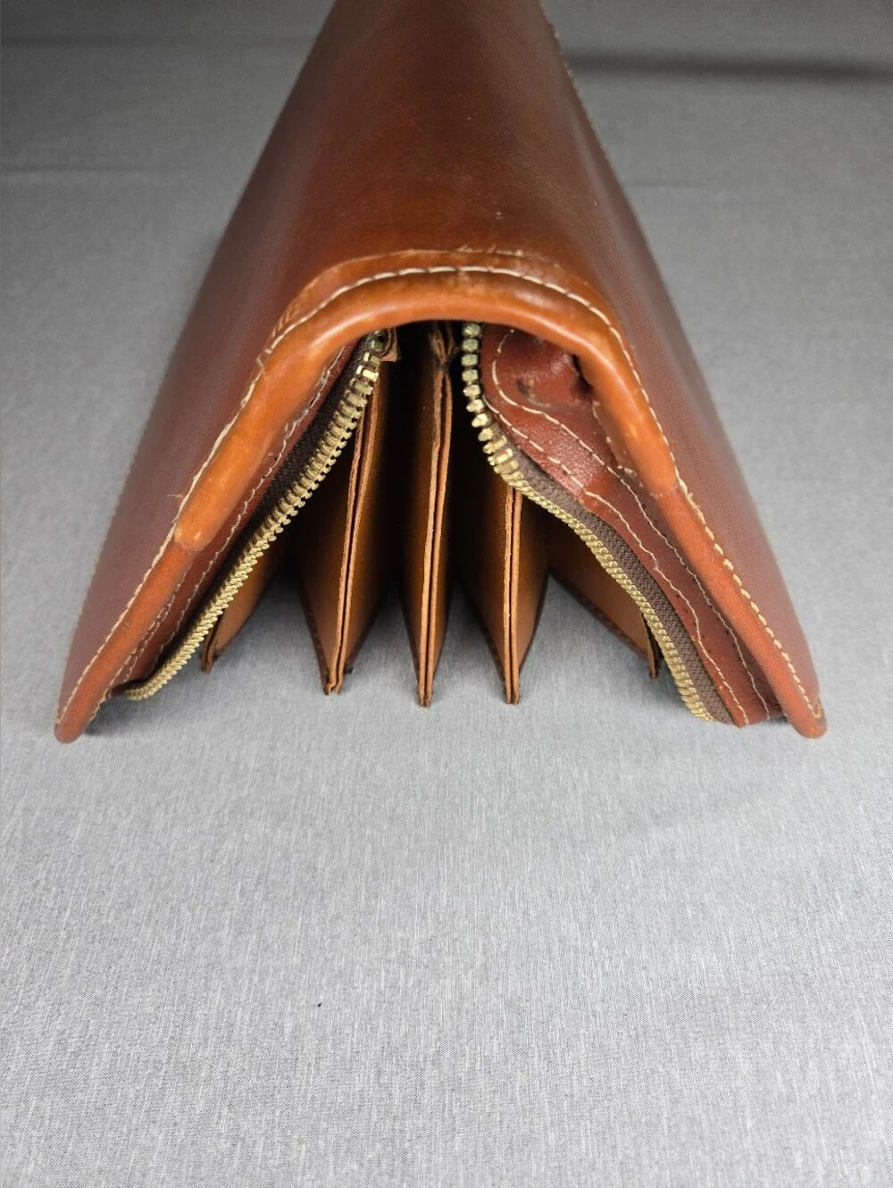 Vintage Carlton Leather Accordion Multi-Pocket Wallet Clutch Made in USA